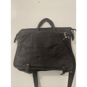 Clava American USA Black Leather Laptop Bag Career Men Bag Preppy Tote